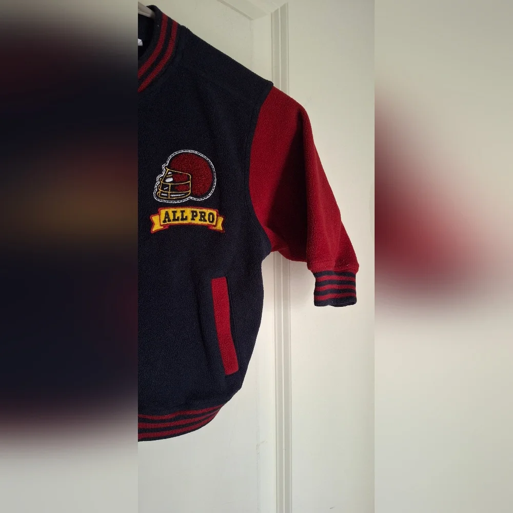 Vintage Kru Supplies Boy Navy Sweater with Red and Yellow Accents Sz 2 Football - Picture 7 of 11